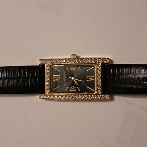 Isaac Mizrahi Black and Gold Crystal Watch. New Battery